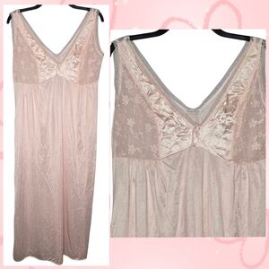 Vintage Long Nightgown Dara Jane Baby Pink Semi Sheer Nylon Mesh Lace Balletcore